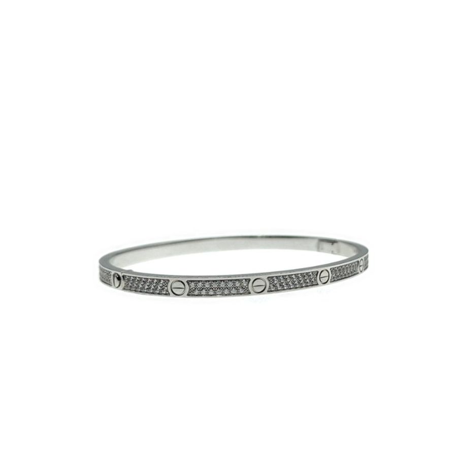 Cartier 卡地亞 Love 18K白金 窄版滿天星鑽石手環 Size 17 Bracelet-2