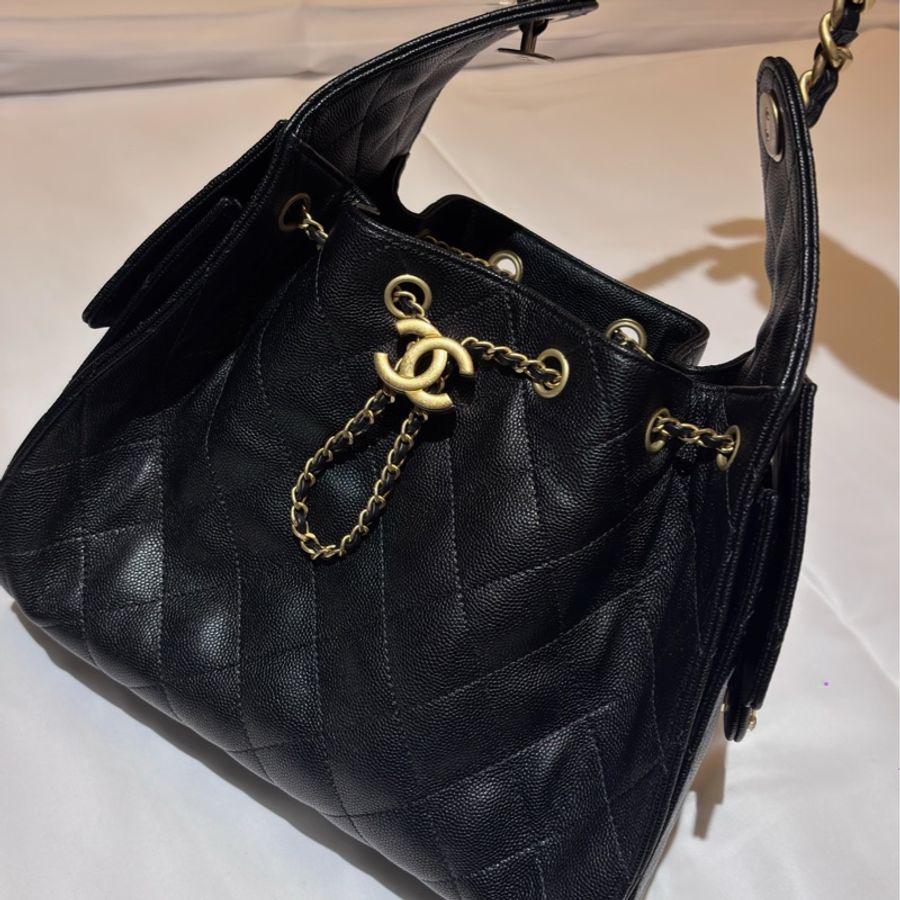 Chanel 25bag 小號/黑金/荔枝皮-0