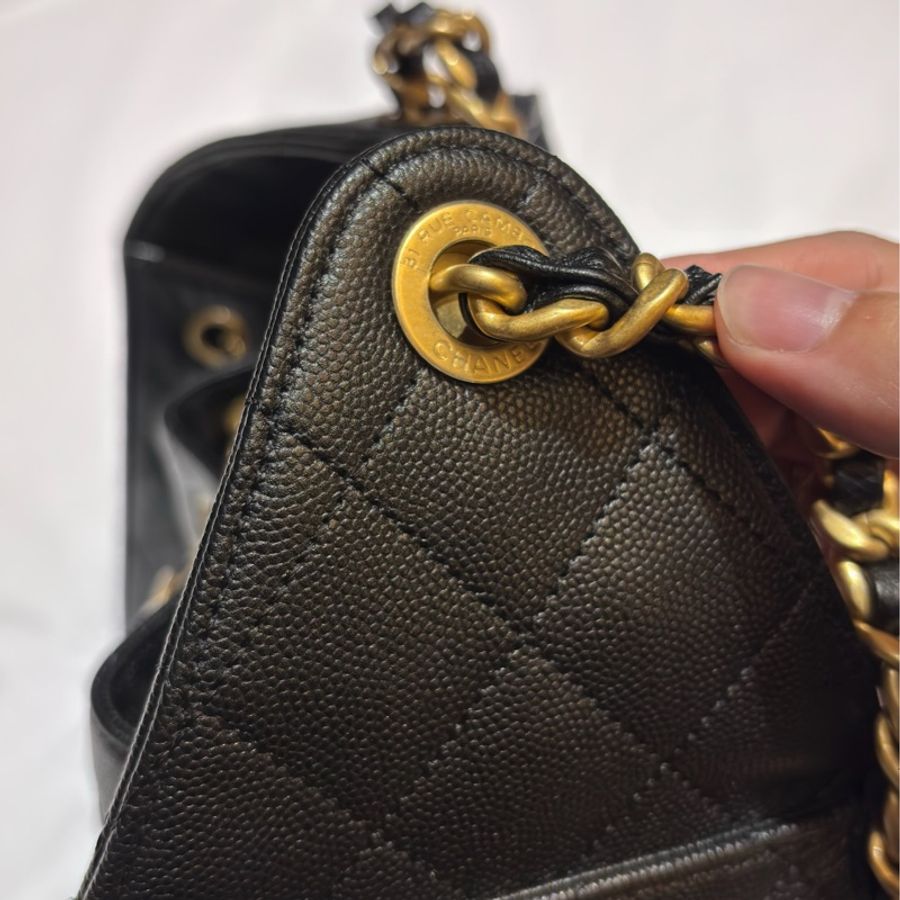 Chanel 25bag 小號/黑金/荔枝皮-5