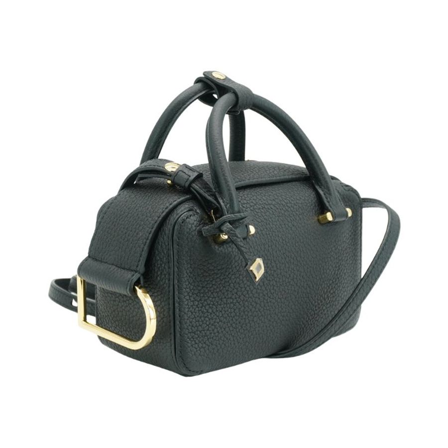 Delvaux 展示品 Cool Box Nano 粒面皮革金扣二用包(黑)-1