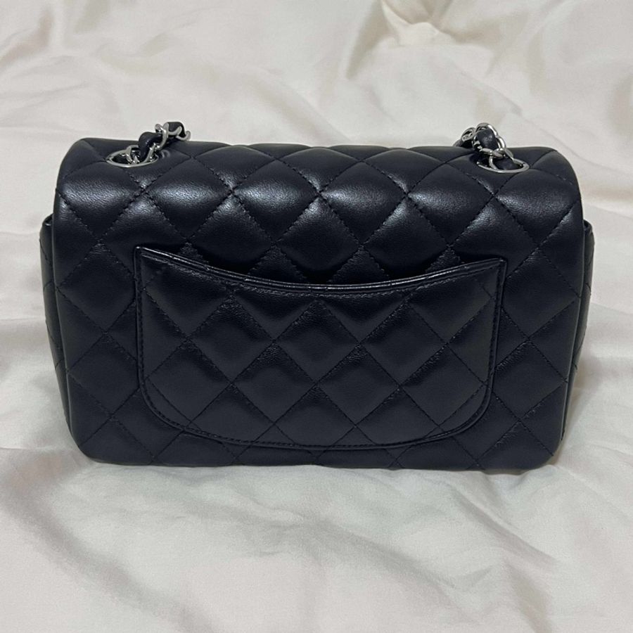 Chanel Cf20 黑銀 小羊皮-10