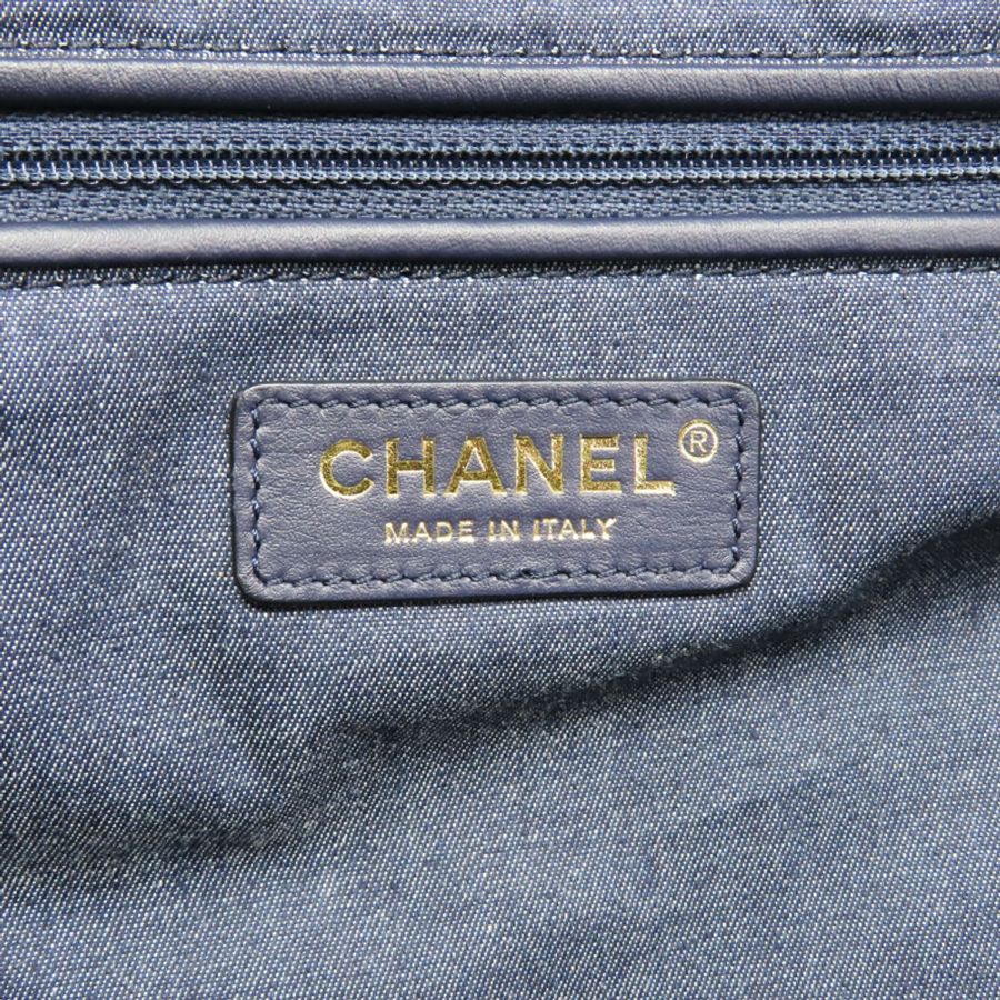 藍色 丹寧布 托特包 金釦【CHANEL 香奈兒】 AS3857-7