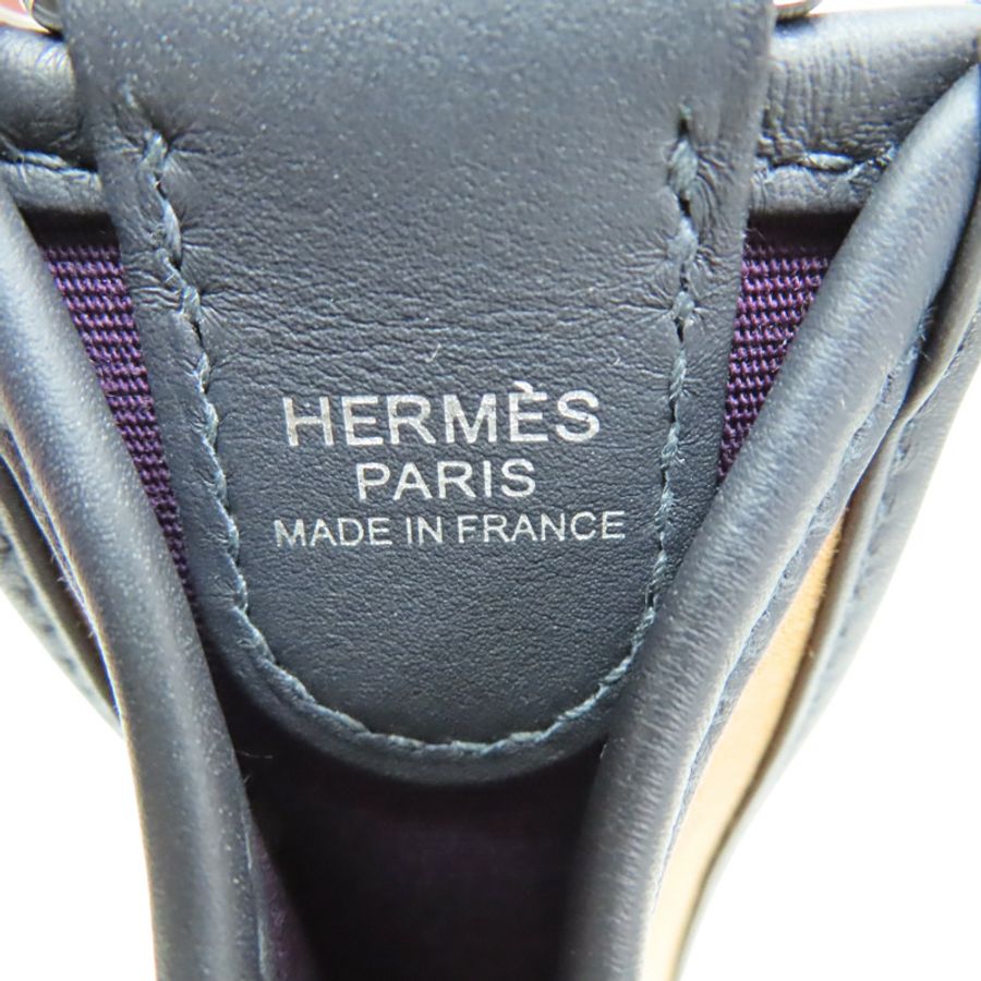 餅乾色帆布 深藍色牛皮 加侖紫內裡 Neo Evelyne 29 肩背包 W刻【HERMES 愛馬仕】 H084546CKAE-6