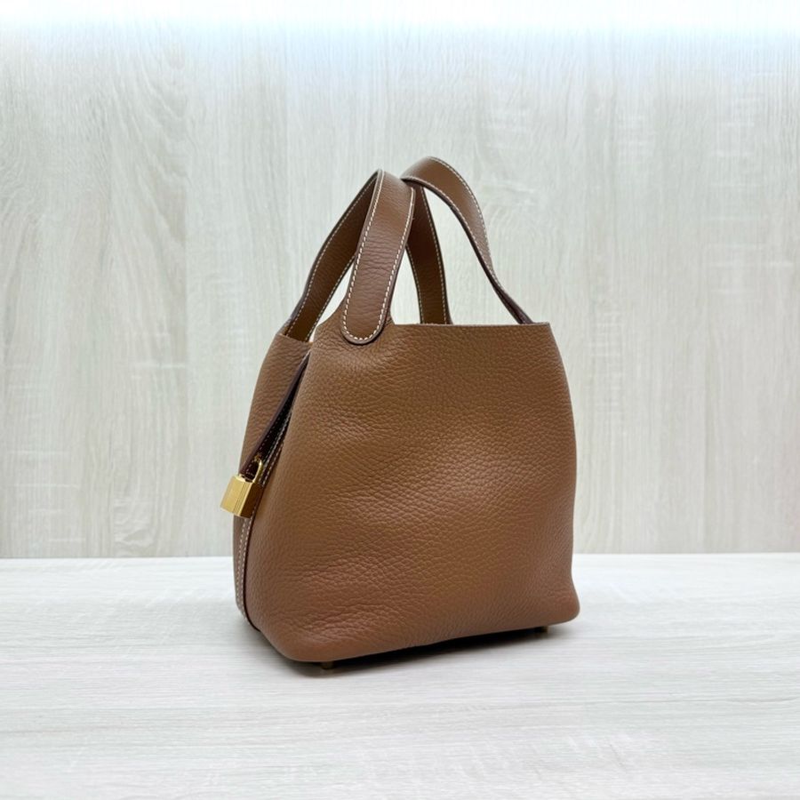 Hermes 37GOLD金棕T/C皮picotin18cm/H056289-3