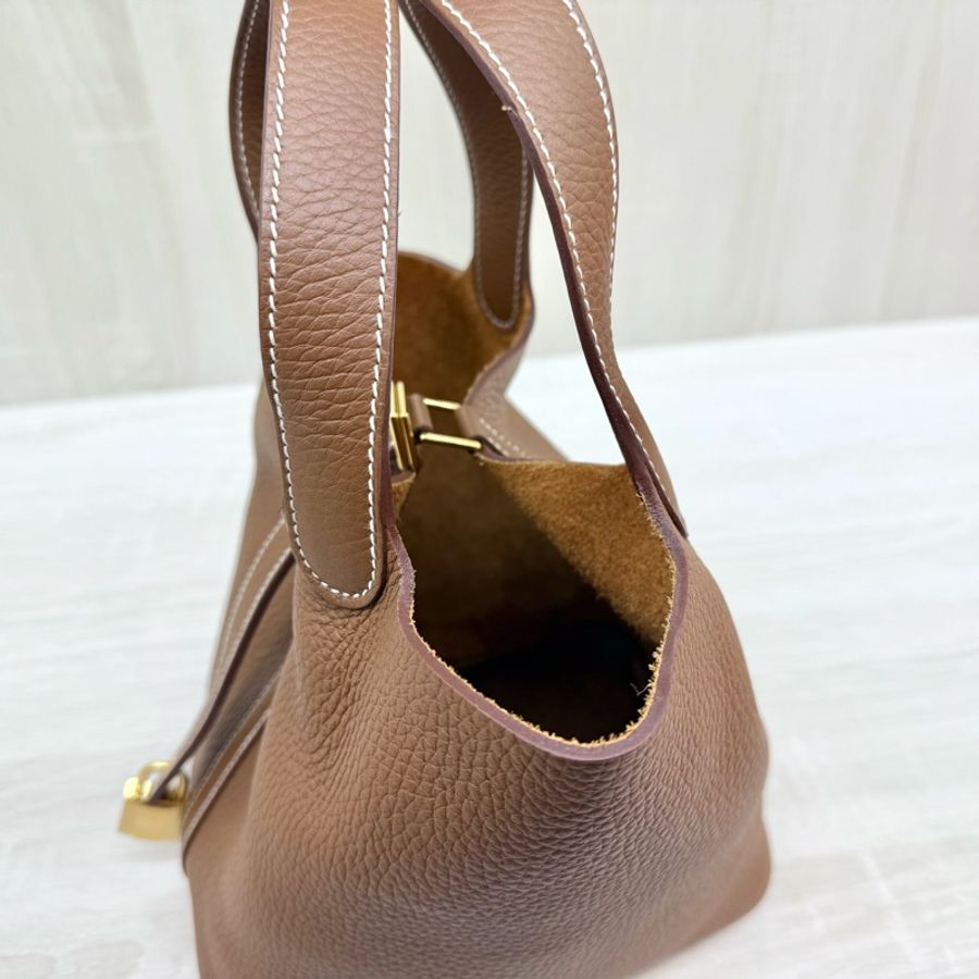 Hermes 37GOLD金棕T/C皮picotin18cm/H056289-18
