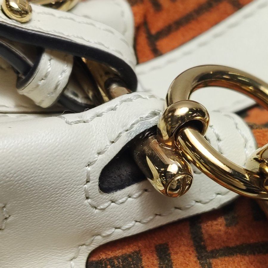 Fendi MonTresor迷你牛皮翻毛皮雙F老花抽繩斜挎包單肩包-15