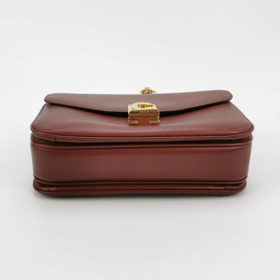 Celine C Bag中號牛皮純色金屬鎖扣單肩包-5