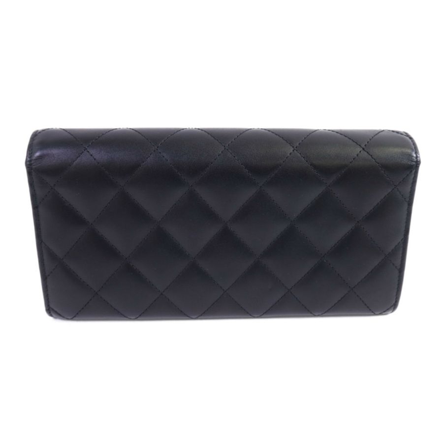 CHANEL 牛皮皮革Cambon Long Wallet銀扣長錢包-1