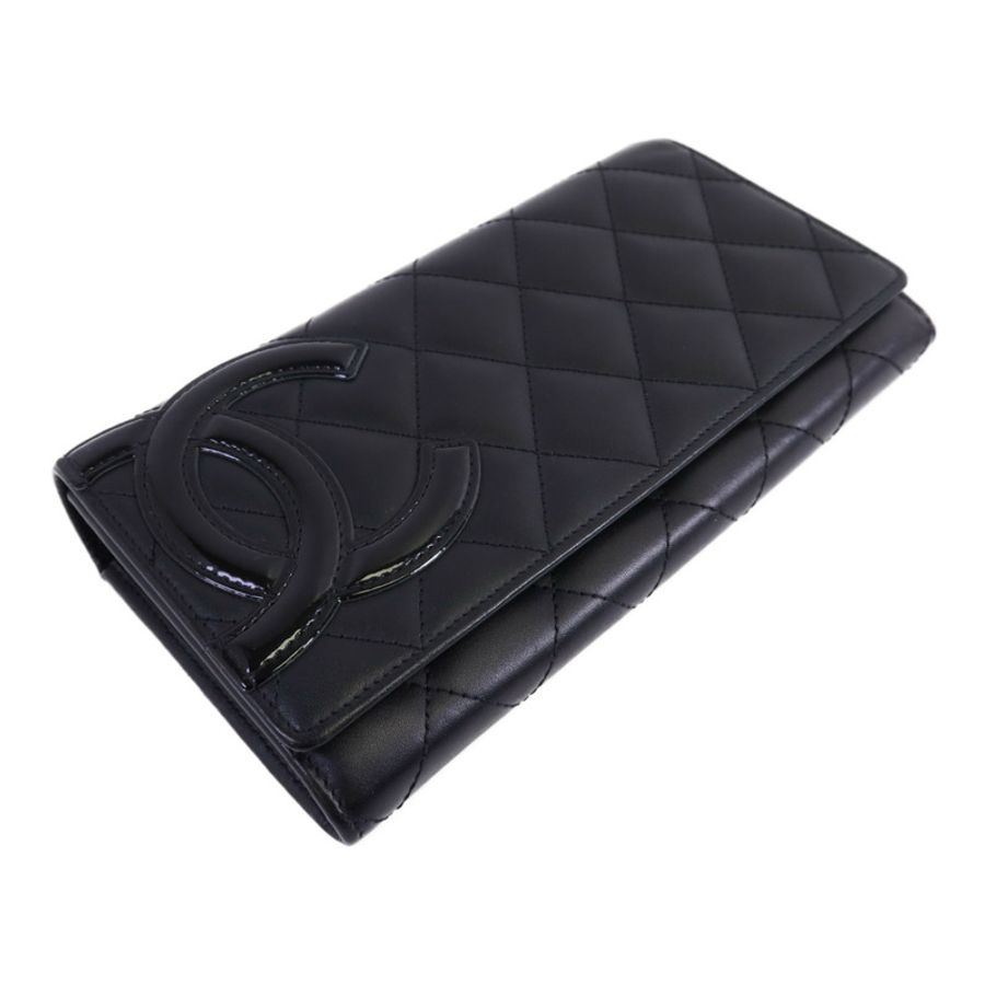 CHANEL 牛皮皮革Cambon Long Wallet銀扣長錢包-2