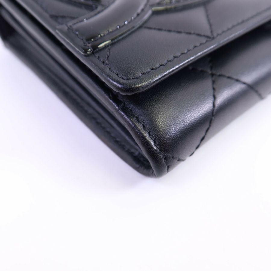 CHANEL 牛皮皮革Cambon Long Wallet銀扣長錢包-4