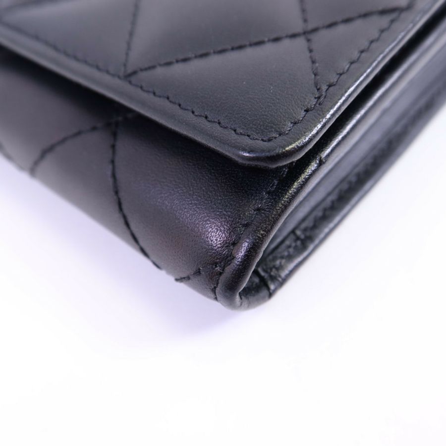 CHANEL 牛皮皮革Cambon Long Wallet銀扣長錢包-5