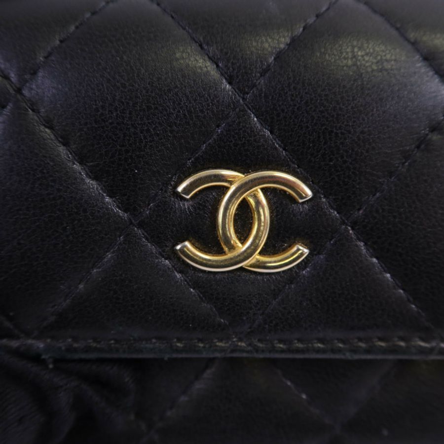 CHANEL 羊皮皮革Wallet金扣錢包-9