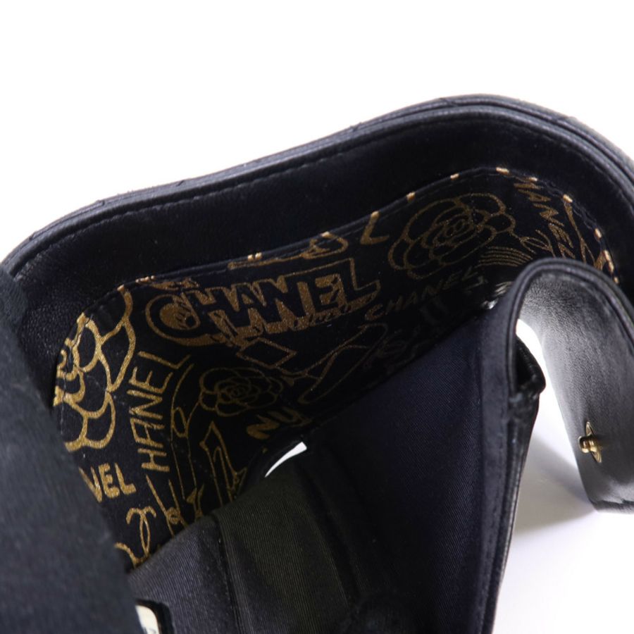 CHANEL 羊皮皮革Wallet金扣錢包-16