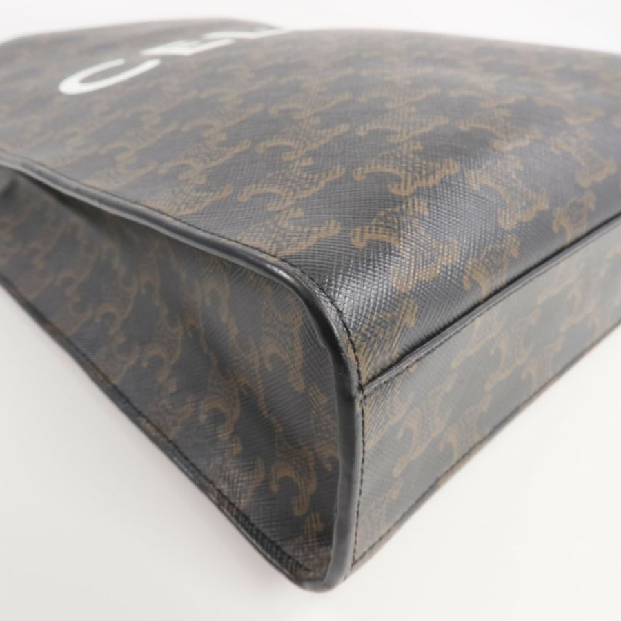CELINE 塗層帆布Triomphe Cabas Vertical金扣手挽肩背兩用袋-11