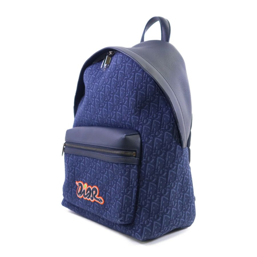 Dior Obriqur帆布/牛皮皮革Dior X Kaws Rider 2.0 Zipped Backpack銀扣背包-2