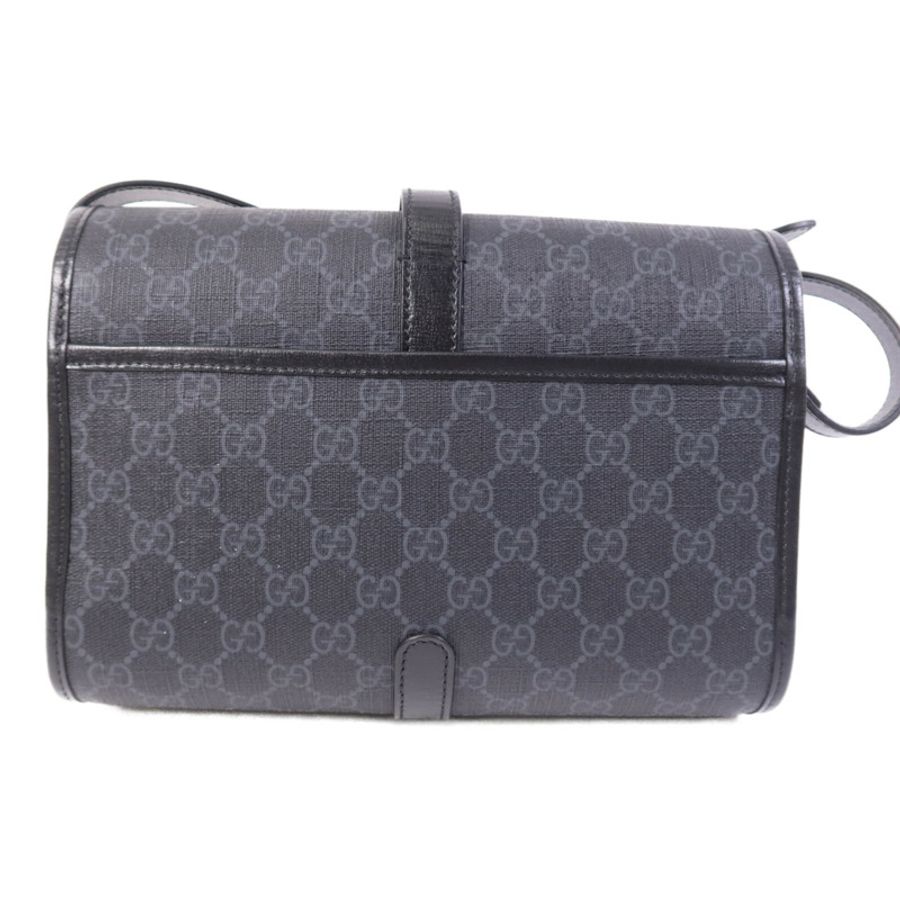 GUCCI 塗層帆布GG Supreme Interlocking銀扣肩背袋-1
