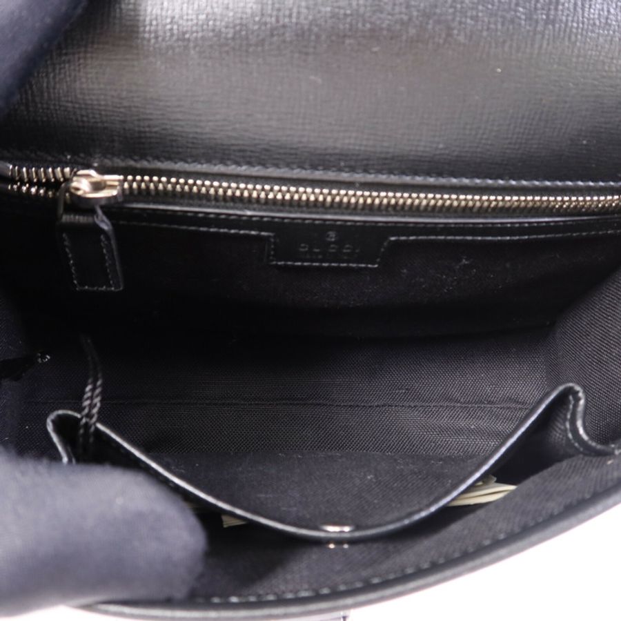 GUCCI 塗層帆布GG Supreme Interlocking銀扣肩背袋-4