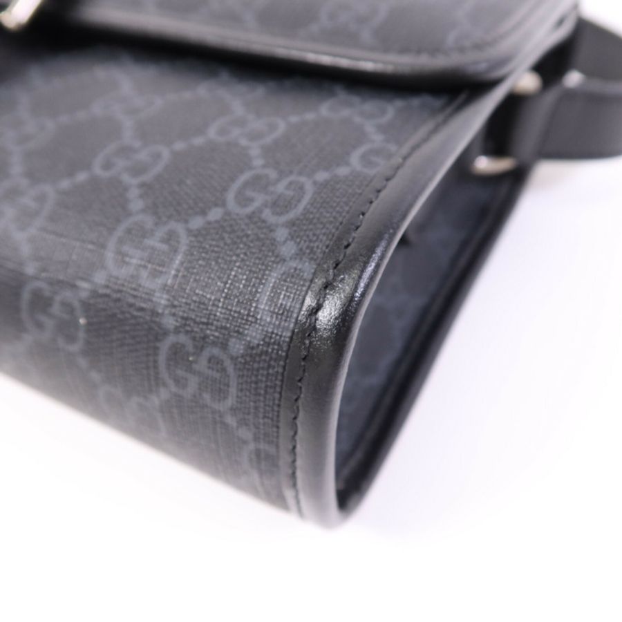 GUCCI 塗層帆布GG Supreme Interlocking銀扣肩背袋-10
