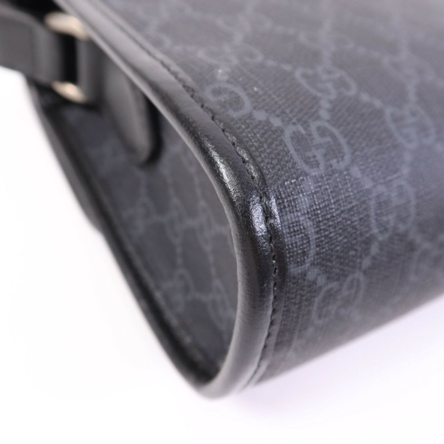 GUCCI 塗層帆布GG Supreme Interlocking銀扣肩背袋-13