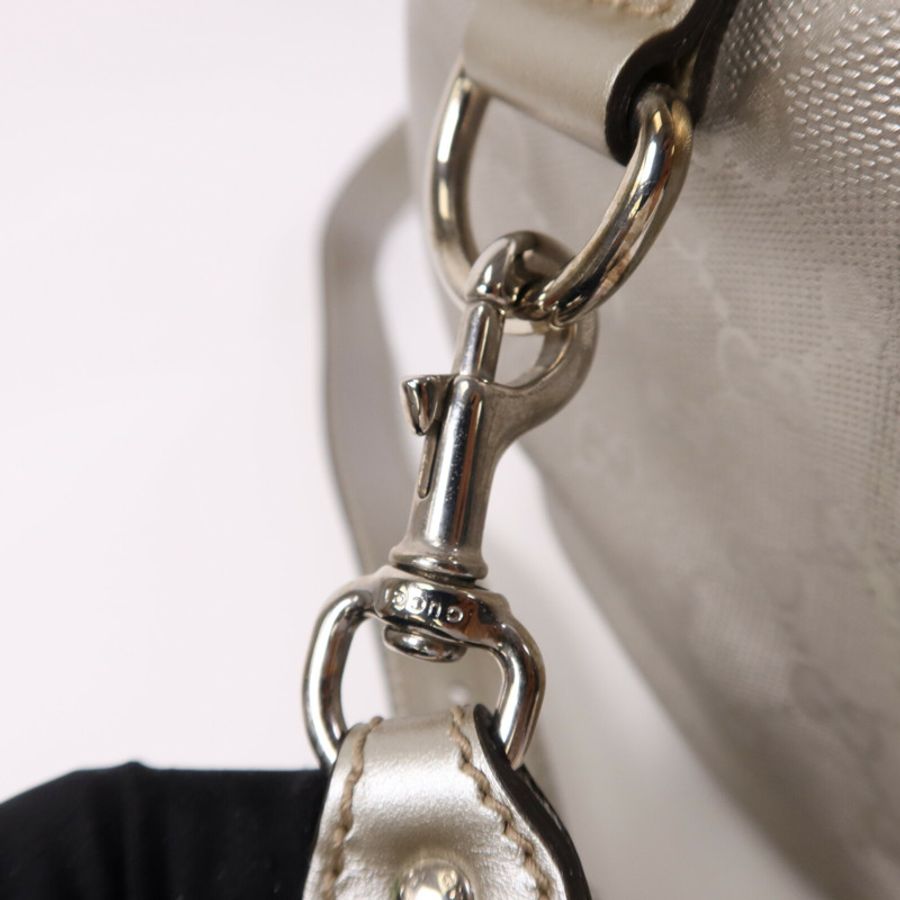 GUCCI 塗層帆布Boston Bag銀扣手挽肩背兩用袋-6