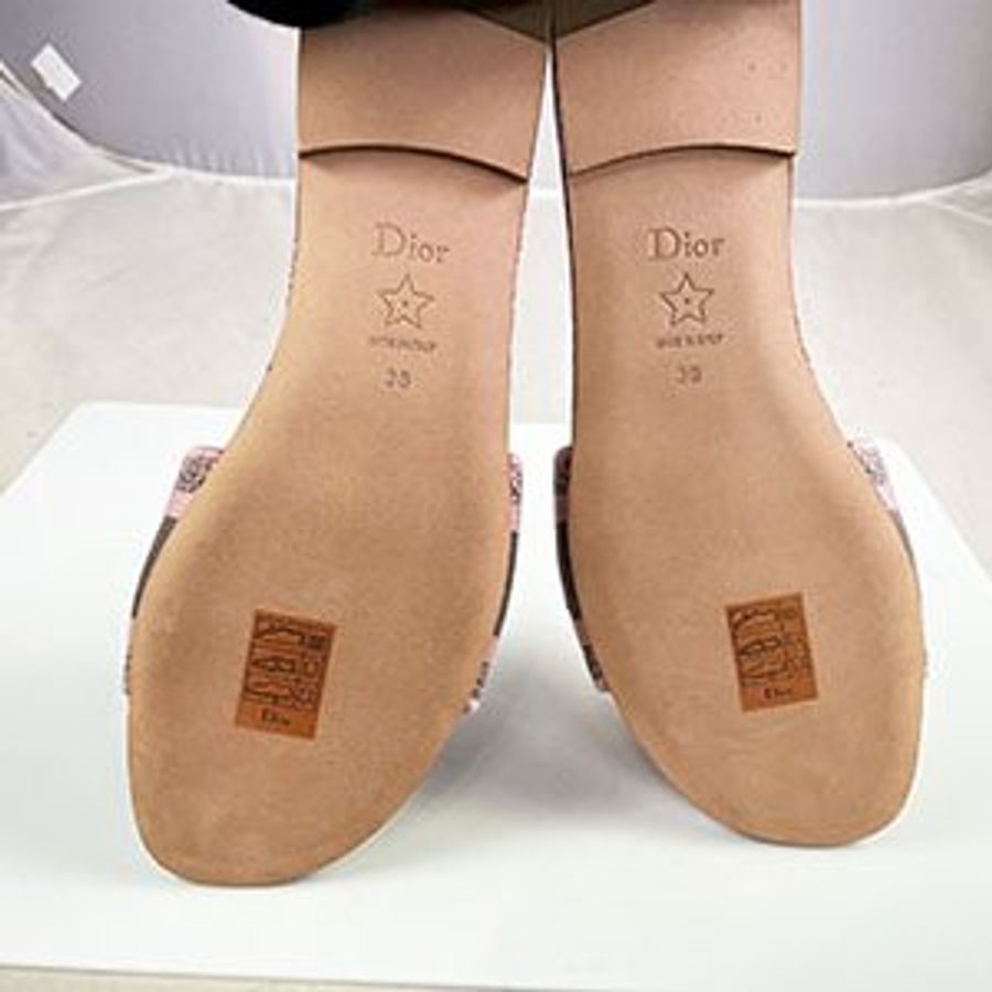 *奢華大道國際精品*【D0279】DIOR 粉紫色刺繡叢林動物圖騰平底托鞋38號-5