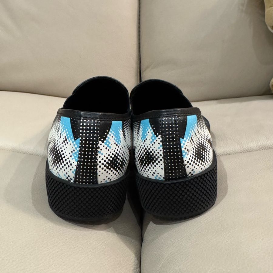 （已預留）Prada 普拉達 藍白圖紋黑皮鞋/36號/99新美品）-12