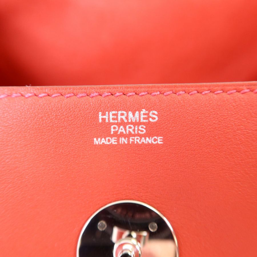 HERMES Evercolor皮革Lindy 30銀扣手挽肩背兩用袋-6