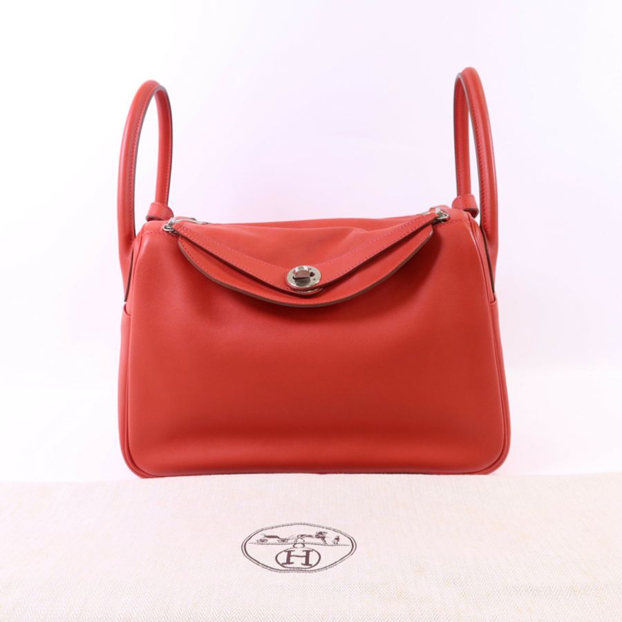 HERMES Evercolor皮革Lindy 30銀扣手挽肩背兩用袋-16