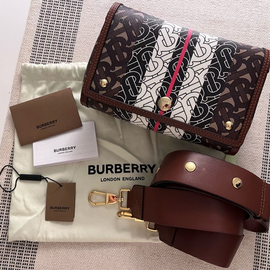 Burberry BT 印花郵差包 精品斜背包 附防塵袋保卡|淘氣善良・尋寶-0