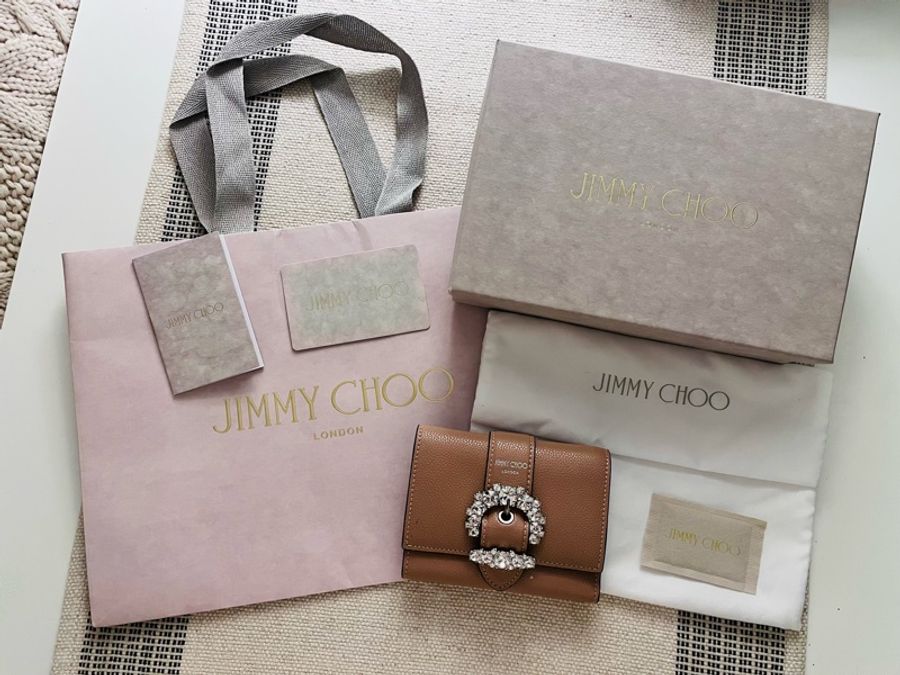 Jimmy Choo 英國精品 真皮迷你短夾 精品皮夾 附盒附卡|淘氣善良・尋寶-0