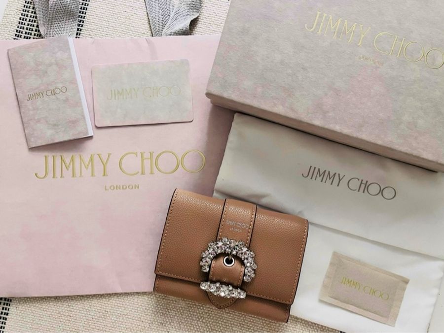 Jimmy Choo 英國精品 真皮迷你短夾 精品皮夾 附盒附卡|淘氣善良・尋寶-1