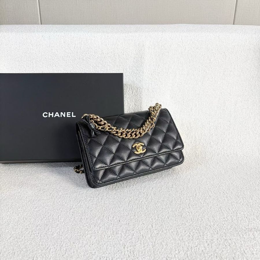 Chanel WOC鏈條包黑色金扣荔枝皮 芯片款19*13*4 99新配件塵袋盒子購證-5