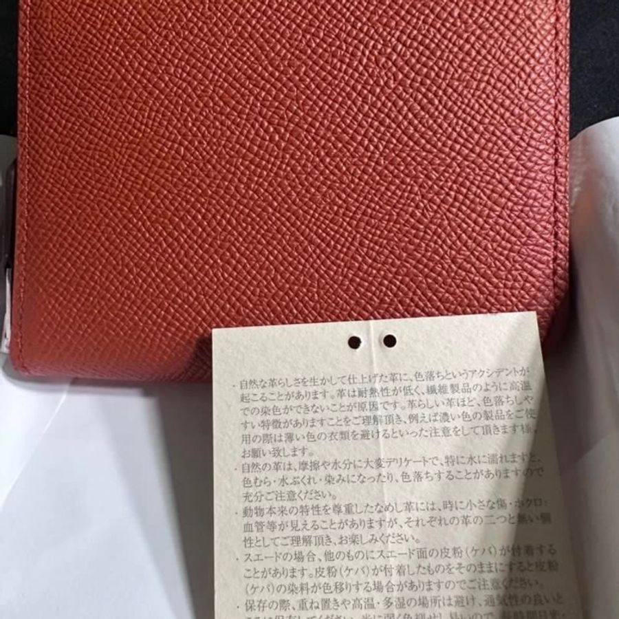愛馬仕-南瓜橘絲巾短夾-4