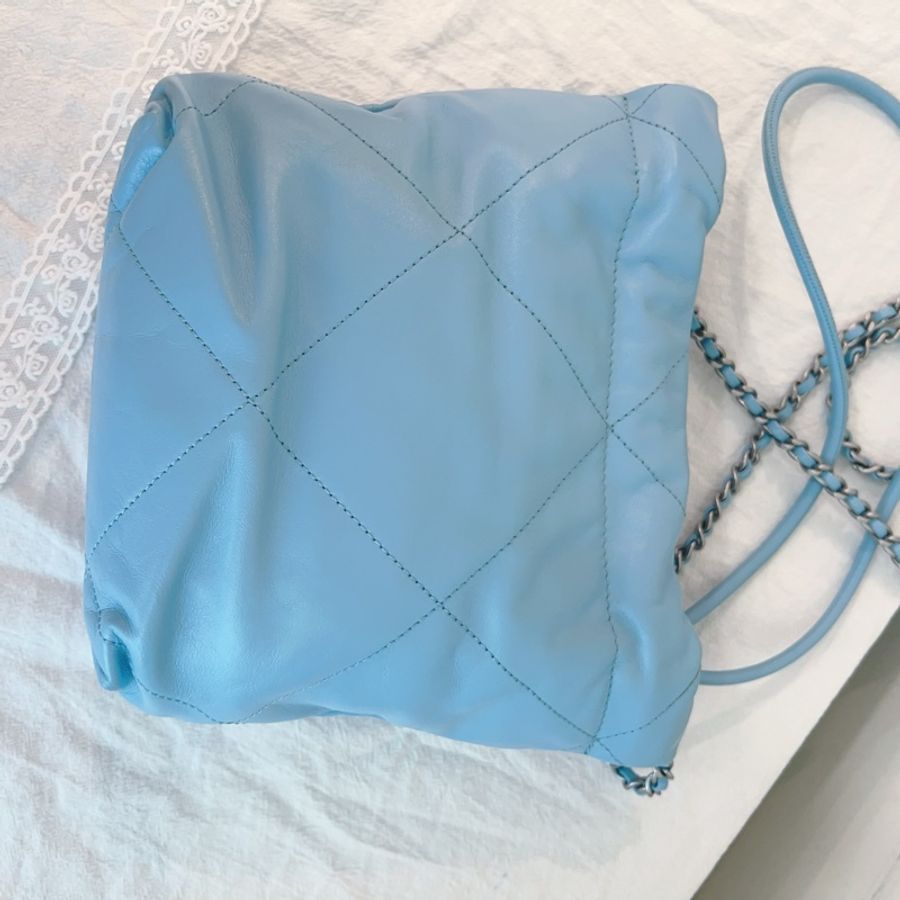 ෆ Chanel 22bag mini垃圾袋 奶油藍-13