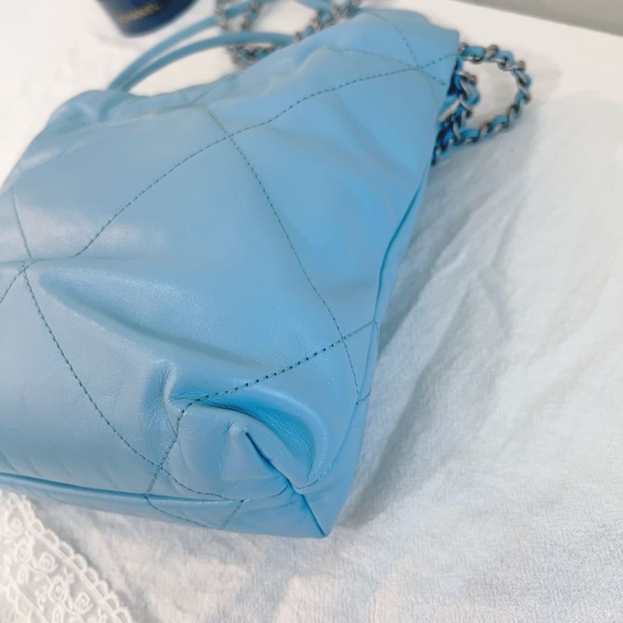 ෆ Chanel 22bag mini垃圾袋 奶油藍-15