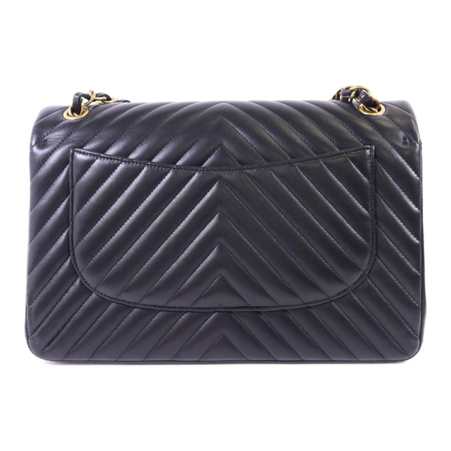 CHANEL 羊皮皮革Classic Jumbo金扣鏈帶手挽肩背兩用袋-1