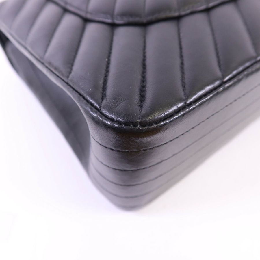 CHANEL 羊皮皮革Classic Jumbo金扣鏈帶手挽肩背兩用袋-13