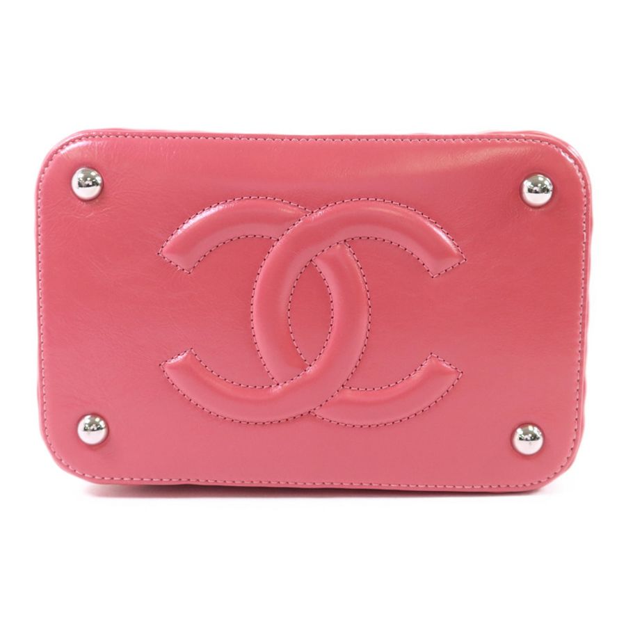 CHANEL 牛皮皮革Wicker Vanity銀扣鏈帶手挽肩背兩用袋-3