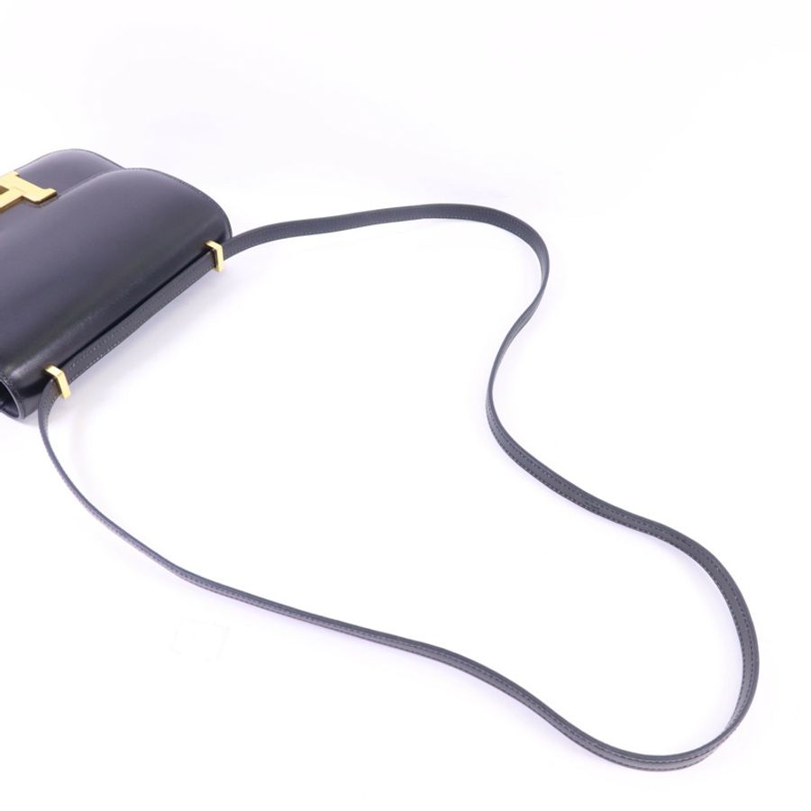 HERMES Box Calf皮革Constance Mini金扣肩背袋Noir-4