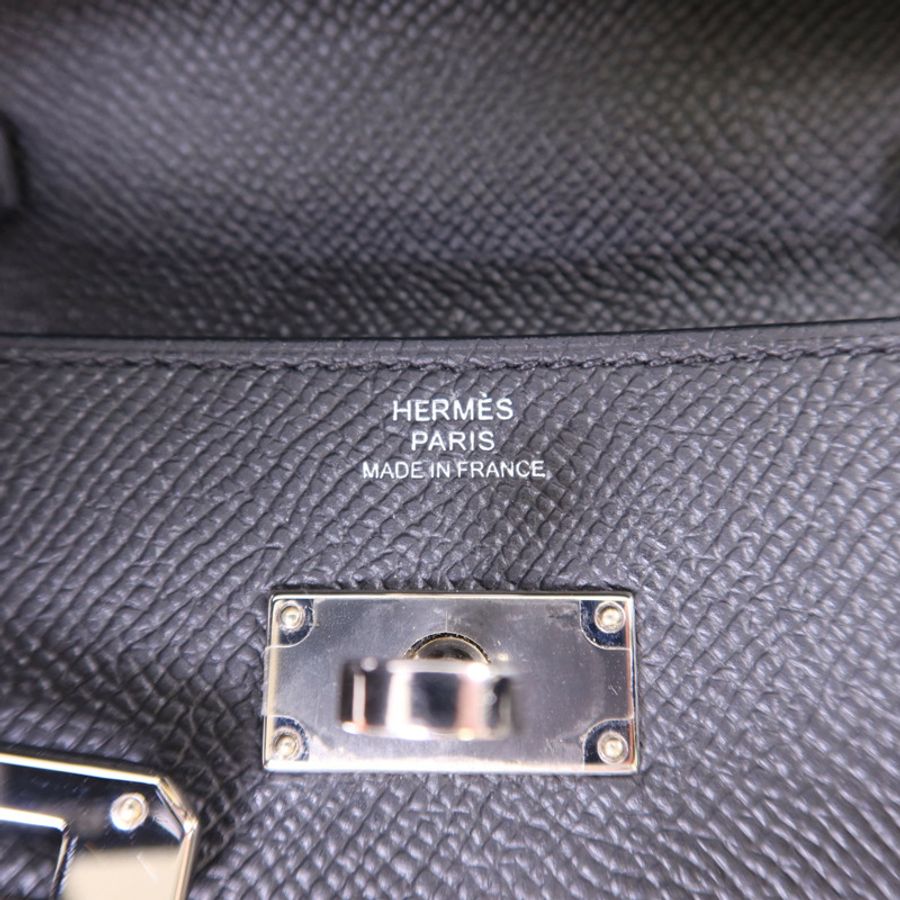 HERMES Epsom皮革Kelly To Go銀扣肩背袋Noir-6