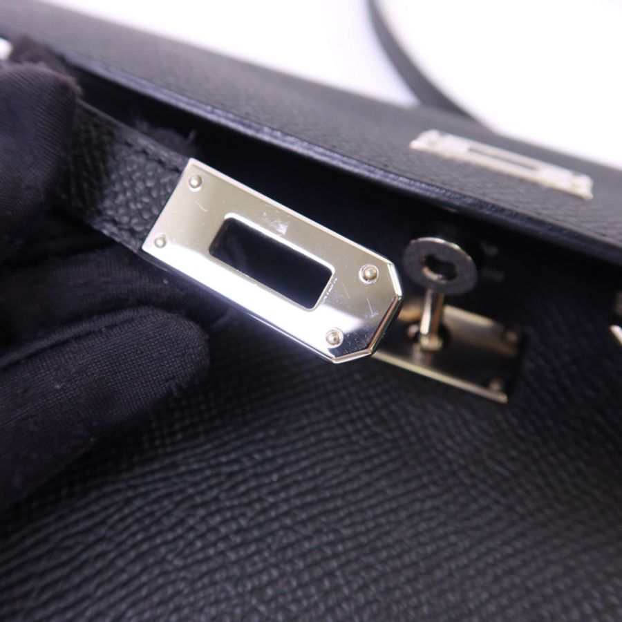 HERMES Epsom皮革Kelly To Go銀扣肩背袋Noir-8