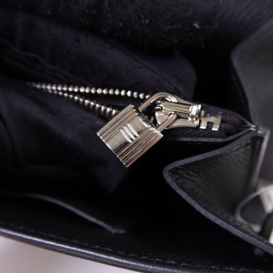 HERMES Epsom皮革Kelly To Go銀扣肩背袋Noir-10