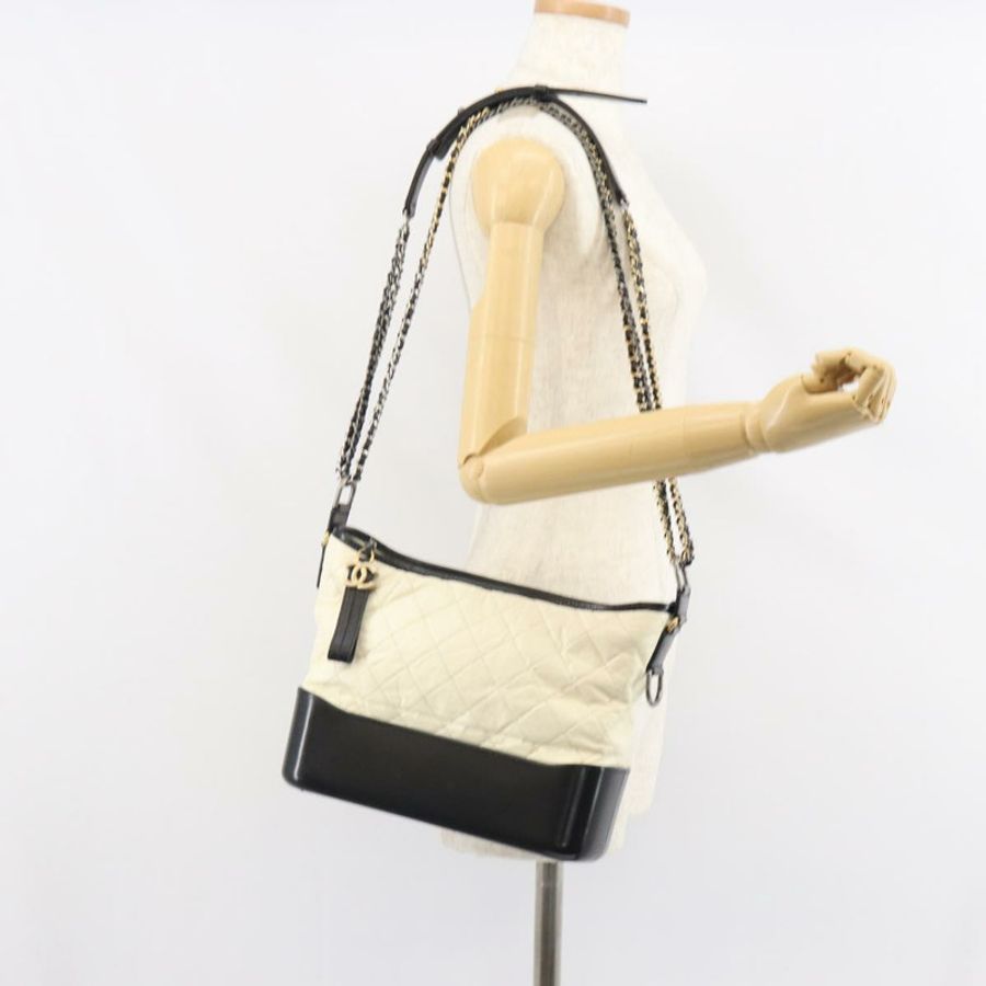 【日本直送】香奈兒 (CHANEL) 鏈 Gabriel de Chanel 單肩包 小牛皮 白色 金色 CC 標誌 Auth 161659-22