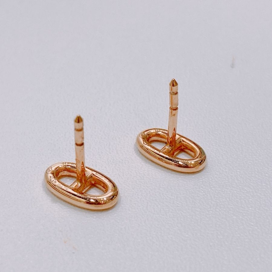 TW4652 HERMES 愛馬仕小號豬鼻系列18K玫瑰金耳環CHAINE D'ANCRE EARRINGS 18K ROSE GOLD-17