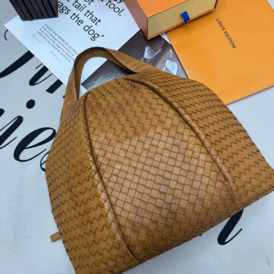 Bottega Veneta 經典棕色 小羊皮 編織包 中古 手提vintage 大容量-2