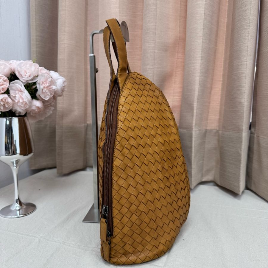 Bottega Veneta 經典棕色 小羊皮 編織包 中古 手提vintage 大容量-11