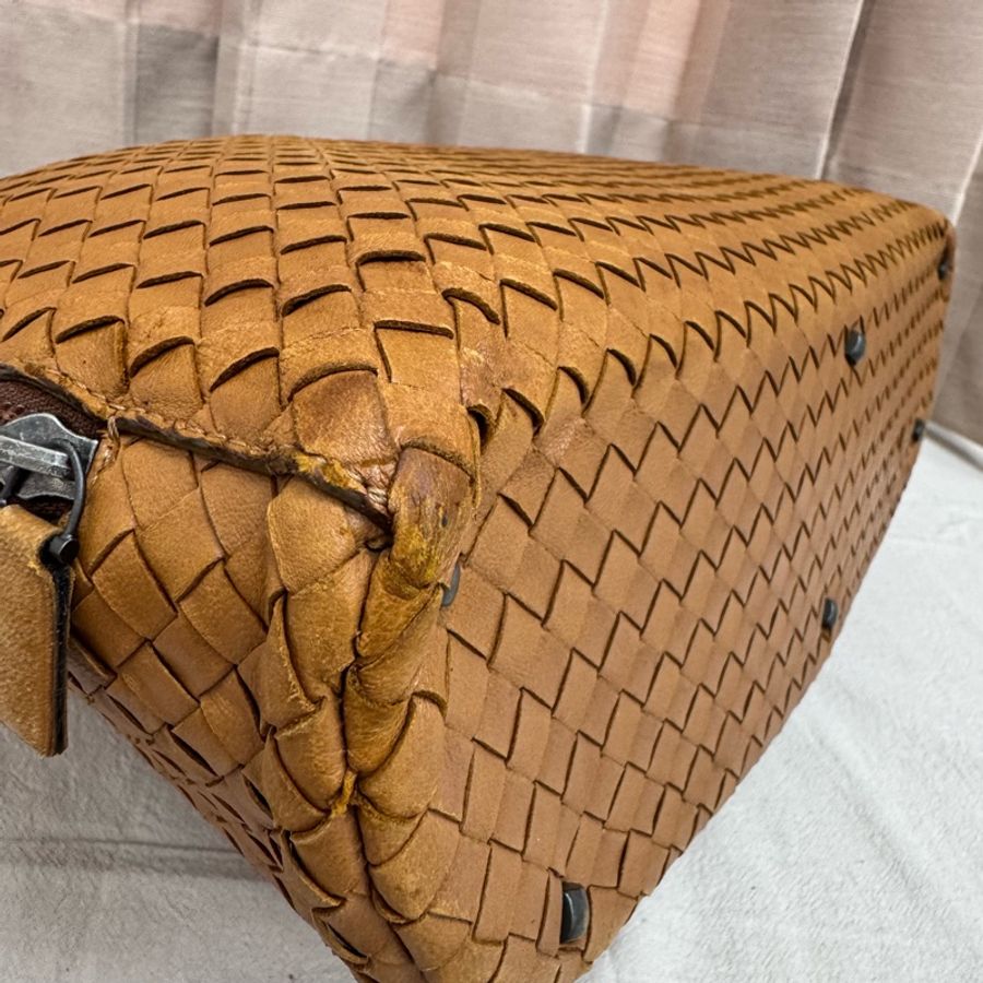 Bottega Veneta 經典棕色 小羊皮 編織包 中古 手提vintage 大容量-15