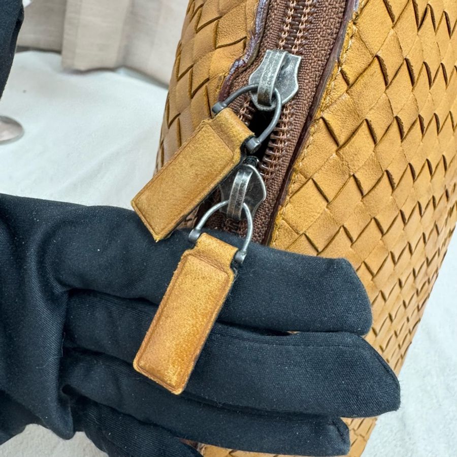 Bottega Veneta 經典棕色 小羊皮 編織包 中古 手提vintage 大容量-19