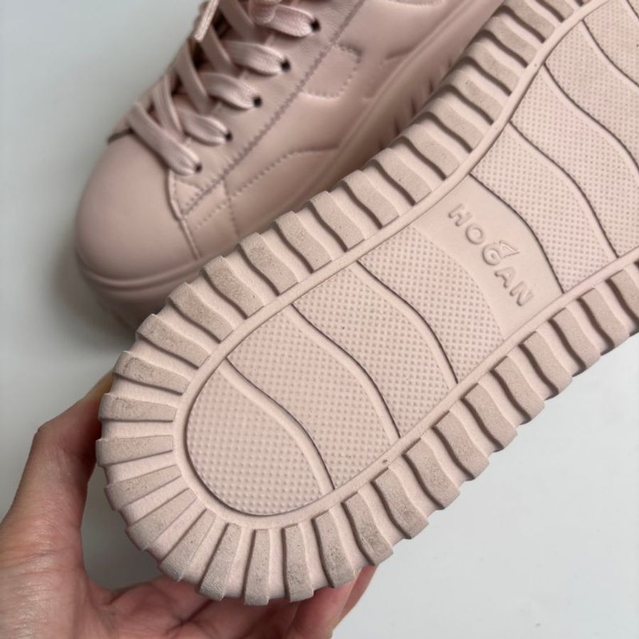 38號 極新::Hogan:: 粉色厚底休閒鞋 H-Stripes Leather Sneakers | Pink-18