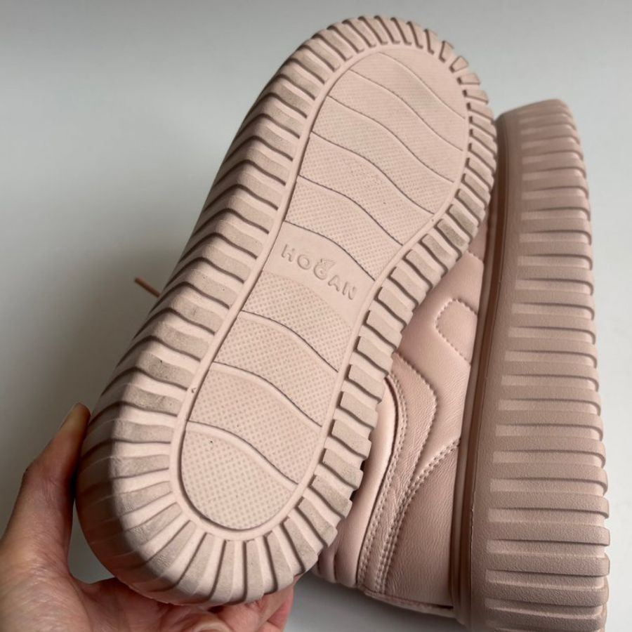 38號 極新::Hogan:: 粉色厚底休閒鞋 H-Stripes Leather Sneakers | Pink-19